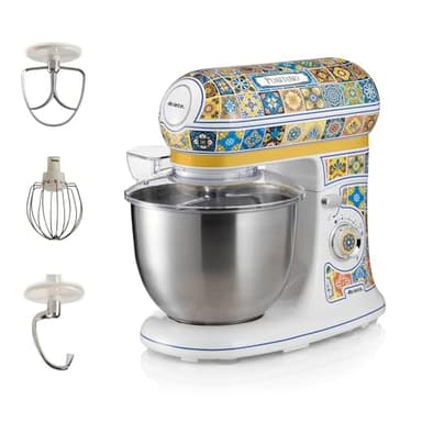 Ariete 1588 Impastatrice Positano, Planetaria, 7 velocità, 2400 Watt, 5,5 litri, Tazza Acciaio Inox