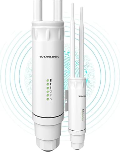 WONLINK Ripetitore WiFi Esterno, 1200Mbps WiFi Extender Esterno 2 Antenna Esterna AD Alto Guadagno Dual Band 5GHz & 2.4GHz Access Point Esterno con 24V PoE Power, Porta Ethernet, Impermeabile IP66