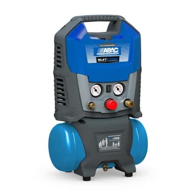 ABAC Compressore d'Aria Portatile Suitcase 6, Compressore Aria Oil-Free con Tubo Flessibile, Manometro Integrato, Pressione Massima 8 Bar, Potenza 1.5 CV, Rumorosità 97 dB LwA