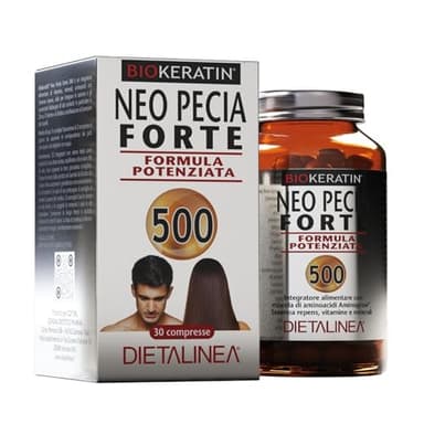 Vitamine per Capelli Biokeratin Neo Pecia Forte 30 Compresse | Complesso Amminogrow e Serenoa Repens | Integratore Capelli con Vitamine C, E, B6 e Biotina - Dietalinea