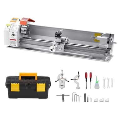 VEVOR Tornio per Metalli Legno, 220 x 1000 mm, Tornio di Precisione da Banco per Metalli, Avanzamento Automatico, Variabile Velocità 2500 Giri al Minuto, Motore Senza Spazzole 1250 W