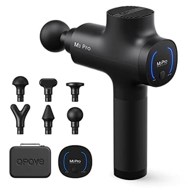 OPOVE Pistola per Massaggio Massaggiatore Muscoli a Percussione di Tessuto Profondo Massaggiatore Corpo Elettrico Portatile Ultra Silenzioso Senza Fili per Rilassare Profondamente Muscolo,M3 Pro Nero