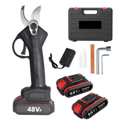 Forbici Potatura con 2 Batterie da 48V Trincia Rami Professionale Cesoie Elettriche Forbice da Giardino Alberi da Frutta Cordless Senza Fili Arbusti, verde blu