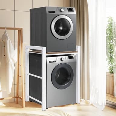Mobile Per Lavatrice E Asciugatrice Con Ripiano Scorrevole – Carico 350 Kg, Acciaio Nero, 75x67x105 Cm