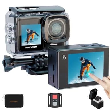 Apexcam 4K 30FPS 20MP Action Cam Doppia Schermo Touch Screen 40m Impermeabile Sport Cam WiFi Fotocamera 170° Grandangolare 2.4G Telecomando Con 2x1350mAh Batterie e Accessori Kits