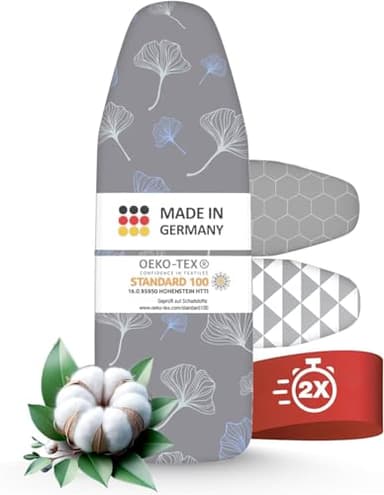 arteneur® - Made in Germany Copriasse da stiro 150 x 50 cm, riflettente dal calore, elastico | OEKOTEX100 | 5 misure | Rivestimento per asse da stiro per ferro da stiro a vapore e ferro da stiro a