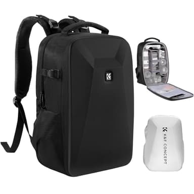 K&F Concept zaino fotografico, guscio rigido antiurto scomparto per laptop da 15.6" borsa fotografica grande professionale Con copertura impermeabile per DSLR/SLR/Mirrorless