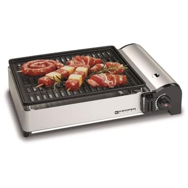 KEMPER - Barbecue a gas portatile a gas 1.9 KW compatto piastra anti aderente tavolo balconi terrazze campeggio tavolo