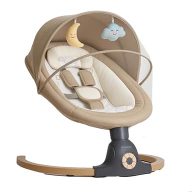 BEBE2LUXE AVA, Sdraietta dondolo automatico per neonato fino a 9 kg, Altalena Eletrica con Melodie, Telecomando,Timer, silenzioso