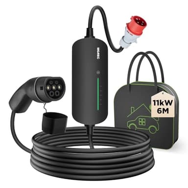 Morec Cavo di Ricarica Tipo 2 16A 11KW 380V, Caricatore EV e Stazione di Ricarica Mobile con Spina CEE trifase, wallbox Mobile EVSE da 6M per Veicoli elettrici con Custodia per Il Trasporto