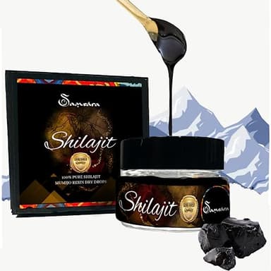 Shilajit Puro - Shilajit Resin - Resina Mumijo 100% Naturale da Montagne Altai | Ricco in Acido Fulvico (65+) e 85 Minerali | Energizzante Fisico e Benessere Generale | Con Dosatore e E-Guida - 10g