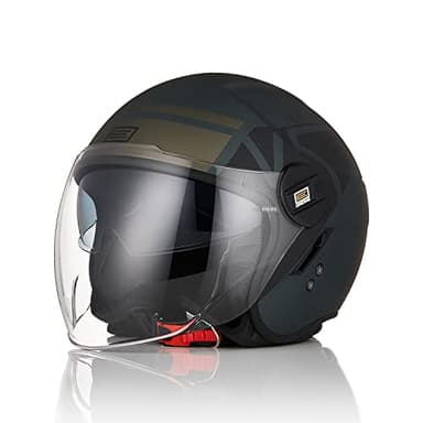 ORIGINE Casco Moto Jet Casco Scooter con Doppia Visiera Omologato ECE 22-06