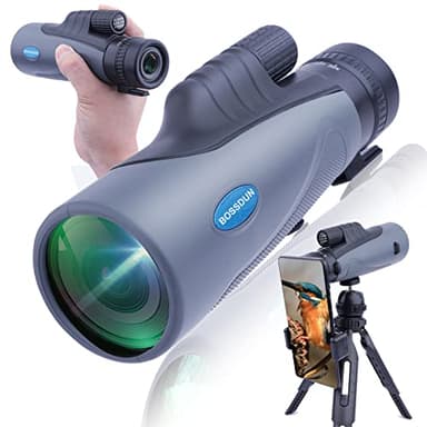Telescopio Monoculare, 10-30X50 Zoom HD Monoculare, FMC BAK4 Prisma Telescopio Monoculare Ad Alta Potenza con Cinghia Portatile Adattatore Telefono per Bird Watching Caccia Campeggio (BLACK)