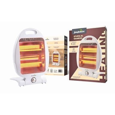 Stufa al Quarzo 800w Regolabile, Elettrica, 2 Elementi, Bianca, con Manica per Trasporto Risparmio energetico garanzia 2 anni