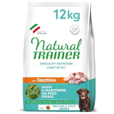 Natural Trainer Ideal Weight Medium&Maxi Cibo per Cani Adulti Light in fat con Tacchino - 12kg