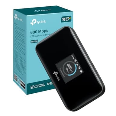 TP-Link M7750 Saponetta WiFi con SIM 4G+, Cat12 AC1200 Dual-Band, DL 600Mbps/UL 150Mbps, Batteria da 3280mAh, Porta Type-C, Micro SD Card, Touchscreen, Supporta fino a 32 Dispositivi, tpMiFi App