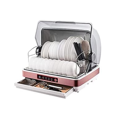 YZTDF Lavastoviglie Portatile, Lavastoviglie da Tavolo, Mini, Doppio Ingresso Acqua, 6 Modalità di Lavaggio, Bianco, Acciaio Inossidabile, Installazione Libera, 42L, 5.95 kg
