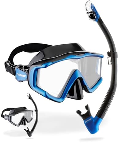 CRESSI Liberty Triside & Epsilon Dry Black/Sapphire - Combo Set Maschera Liberty Triside e Snorkel Epsilon Dry per Snorkeling e Immersioni, Nero/Zaffiro, Taglia Unica, Unisex
