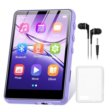Lettore MP3 128GB Bluetooth 5.3, ZAQE 2.4” Full Touchscreen Lettore MP3 sportivo portatile, Altoparlante integrato ad alta definizione, Radio FM, Line-In, Suono HiFi, fino a 512GB, Viola