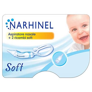 Narhinel Aspiratore Nasale per Neonato e Bambini con 2 Ricambi Soft, Aiuta a Liberare il Naso Chiuso, rimuovendo delicatamente le secrezioni nasali