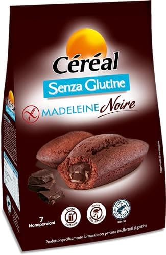 Céréal Madeleine Noire, Merendine Senza Glutine e Lattosio, Dolci Senza latte, Dolci con cioccolato fondente certificato RFA, 200 g