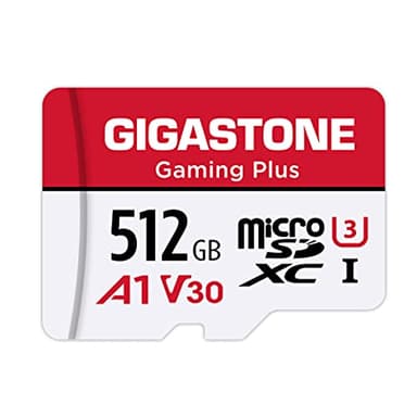 GIGASTONE Micro SD 512 GB, Gaming Plus, Specialmente per Nintendo Switch 1, Gopro Fotocamere Videocamera Tablet, Velocità Fino a 100/80 MB/s Adattatore Scheda SD, UHS-I A1 U3 V30 MicroSDXC