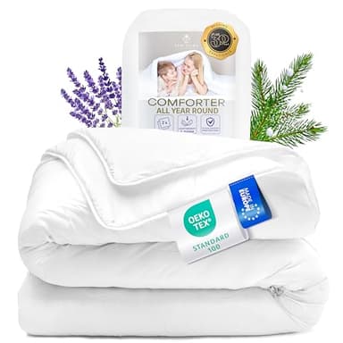 FAM Home - Piumone 135 x 200 cm, 4 stagioni, composto da 2 trapunta abbottonata, anallergico, per chi soffre di allergie, coperta estiva da 150 g/m² e coperta autunnale da 250 g/m²