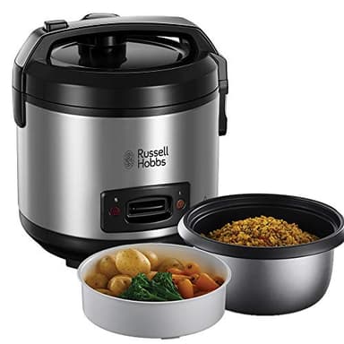 Russell Hobbs Cuociriso e Vaporiera 2 in 1, Multicottura, 6 tazze, 1.2 L, 500 W, Cesta per Carne e Verdure, Lavastoviglie ok, 27080-56 [Esclusiva Amazon]