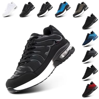Hitmars Scarpe Running Uomo Donna Scarpe da Corsa Sportive Scarpe da Ginnastica Air Sneaker Palestra Camminata Traspiranti Jogging Fitness Nero Bianco EU 43