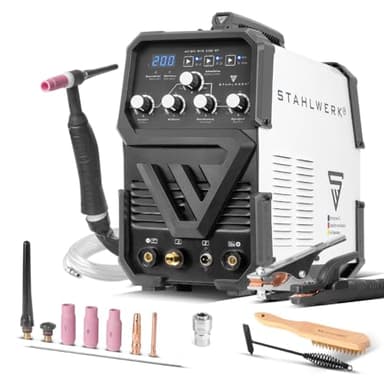 STAHLWERK Saldatrice 2 in 1 station wagon AC/DC TIG 200 ST - TIG e MMA/E Hand (ARC) fino a 200 A, accensione HF, Hotstart e anti-stick, 2T e modalità 4T, saldatura AC TIG per alluminio