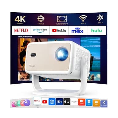 Proiettore 4K Smart TV [Netflix Ufficiale], YOTON Y7 WiFi Bluetooth Proiettore portatile 1080P nativo 500 ANSI Lumen, Videoproiettore per Netflix/YouTube/Prime Video