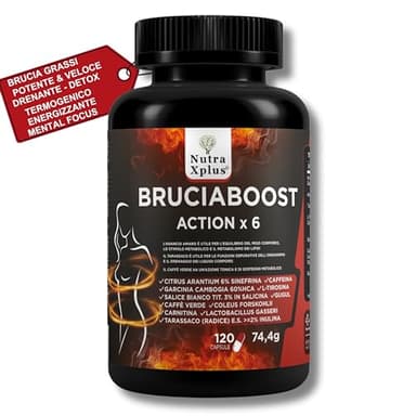 Nutra Xplus Brucia Grassi Potenti Veloci 120caps | Termogenico Brucia Grassi Addominali | Drenante Forte Dimagrente | integratori per dimagrire per Uomo Donna Detox Garcinia Cambogia Carnitina Caffè
