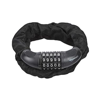 Amazon Basics Catena con lucchetto, per bicicletta, con combinazione a 5 cifre, 97.2 cm, nero, confezione singola