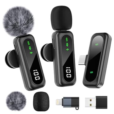 Microfono Lavalier senza fili per Iphone/Android/Pc, Mini microfono a bavero con cancellazione del rumore, compatibile per la registrazione video, Vlog, interviste, Youtube, Tiktok