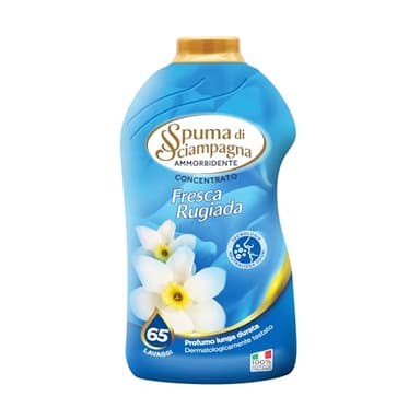 Spuma di Sciampagna - Ammorbidente Lavatrice Liquido Fragranza Fresca Rugiada, Formula Concentrata Neutralizza Odori Efficace Anche a Basse Temperature - 1300 ml - 65 Lavaggi