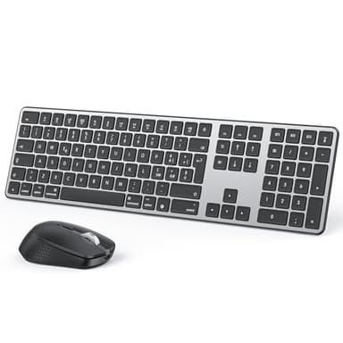 OMOTON Kit Tastiera e Mouse Wireless Bluetooth per Mac, Tastiera e Mouse Ricaricabile con 3 Canali Bluetooth per Mac Pro/Mini, MacBook Pro/Air, iMac, iMac Pro, Layout Italiano QWERTY, Grigio Spazio