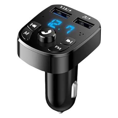 Trasmettitore FM Bluetooth Auto 5.0, 2 USB Port 5V/3.1 A Ricarica Rapida Adattatore Bluetooth, MP3 Audio Lettore Caricabatterie con LED Display, Chiamata Vivavoce, Supporto TF Card/Chiavetta USB