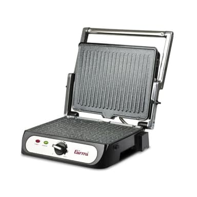 Girmi BS41 Bistecchiera, 2000W, Acciaio INOX, Rivestimento Antiaderente, Piastre Staccabili, Nero/Argento
