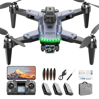 HYTOBP S166 Drone con Telecamera 4K Professionale per Adulti Principianti, Drone GPS con 3 Telecamere, Quadricottero RC con Motore Brushless, Trasmissione WiFi 5G, Ritorno Automatico, Seguimi