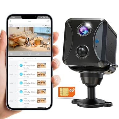 PEGATISAN 4G LTE Telecamera con Sim Inclusa Basso Consumo Energetico Videocamera Sorveglianza Interno No Wifi, Visione Notturna, Audio Bidirezionale, Mini Telecamera per Casa, Anziani E Bambini