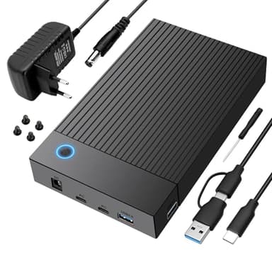 Gbformat 6 Gbps Docking Station per Dischi Rigidi, USB 3.0 SATA HDD Adattatore per Dischi Rigidi SATA HDD/SSD da 2,5/3,5 Pollici, Supporta Schede SD&TF con Alimentatore 12V/2A, UASP