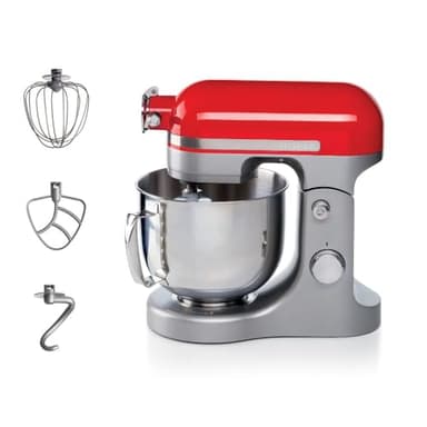 Ariete 1589 Impastatrice Planetaria Moderna, 1600 Watt, 11 velocità, 5.5 Litri, 3 accessori per impastare, amalgamare e montare. Rosso