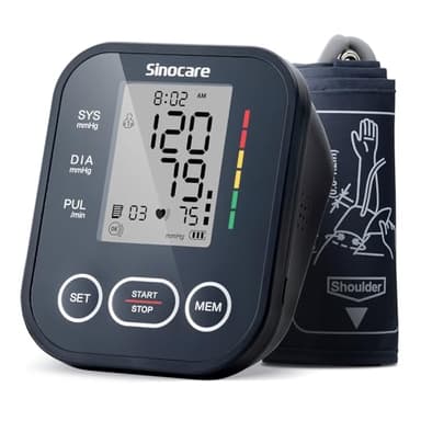 Sinocare Misuratore di Pressione da Braccio(22-42cm) con Indicatore di Rischio, Monitoraggio Domestico dell'Ipertensione