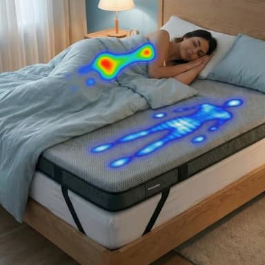 Pharmaflex - Topper Memory Foam 160x190 Materasso Matrimoniale, Alto 6 cm con 7 Zone e 2 Strati per Mal di Schiena Allevia Dolori, Coprimaterasso Correttore Medico Ortopedico con 4 Bande Elastiche