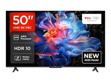 TCL 50V6C TV 50'' 4K UHD Smart LED TV, 4K HDR, Google TV con design senza bordi (Dolby Audio, Motion Clarity, compatibile con Google Assistant e Alexa)