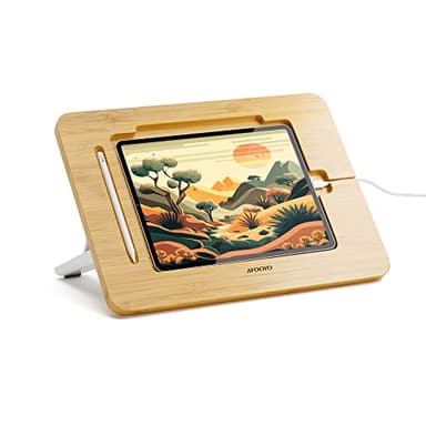 AFOOYO Supporto da disegno per tablet in bambù, portatile e regolabile in 5 angolazioni, supporto per laptop, supporto per lettura libri, compatibile con 9,7/10,2/10,5/10,9/11 pollici