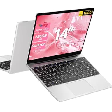 2025 Newest PC Portatile 14 Pollici Notebook Laptop Win 11 256 GB ROM Celeron N4020 WiFi 5 upto 2.8 GHz Supporta l'espansione SSD 1TB 4.2 USB HDMI Tastiera Italiana Membrana Mouse Senza Fili-Sliver