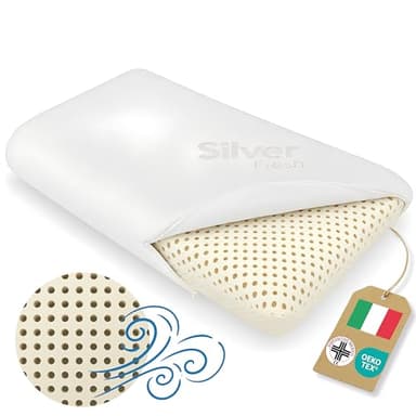 DREAM Cuscino Memory Foam Cervicale Saponetta AIR 12 cm - Cuscino per Dormire Traspirante Certificato Dispositivo Medico - Guanciale letto Made in Italy Federa Lavabile in Argento Antibatterico