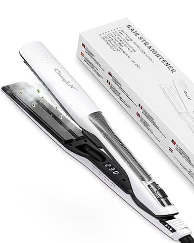 CkeyiN Piastra A Vapore Per Capelli,2 in 1 Piastra Capelli Ricci,Rivestimento in Ceramica con Funzione Degli Ioni Negativi Piastra Capelli Vapore,Temperatura Regolabile 100°C-230°C