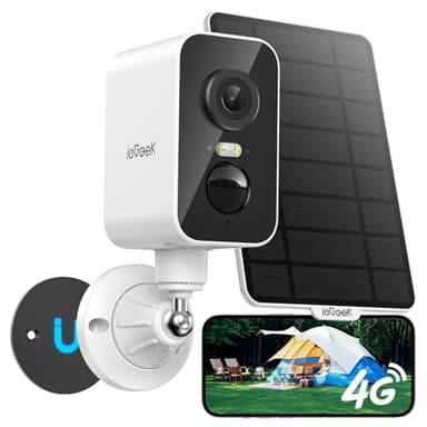 ieGeek Portatile Magnetica Telecamera con Sim 4G da Esterno/Interno, 2K HD Telecamera Pannello Solare, 300°Pan, Batteria da 10000 mAh, Rilevazione PIR, IP65, RV/Campeggio/Viaggio(Senza Wi-Fi)